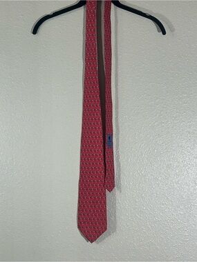 Vineyard Vines Red Micro-Pattern Silk Tie